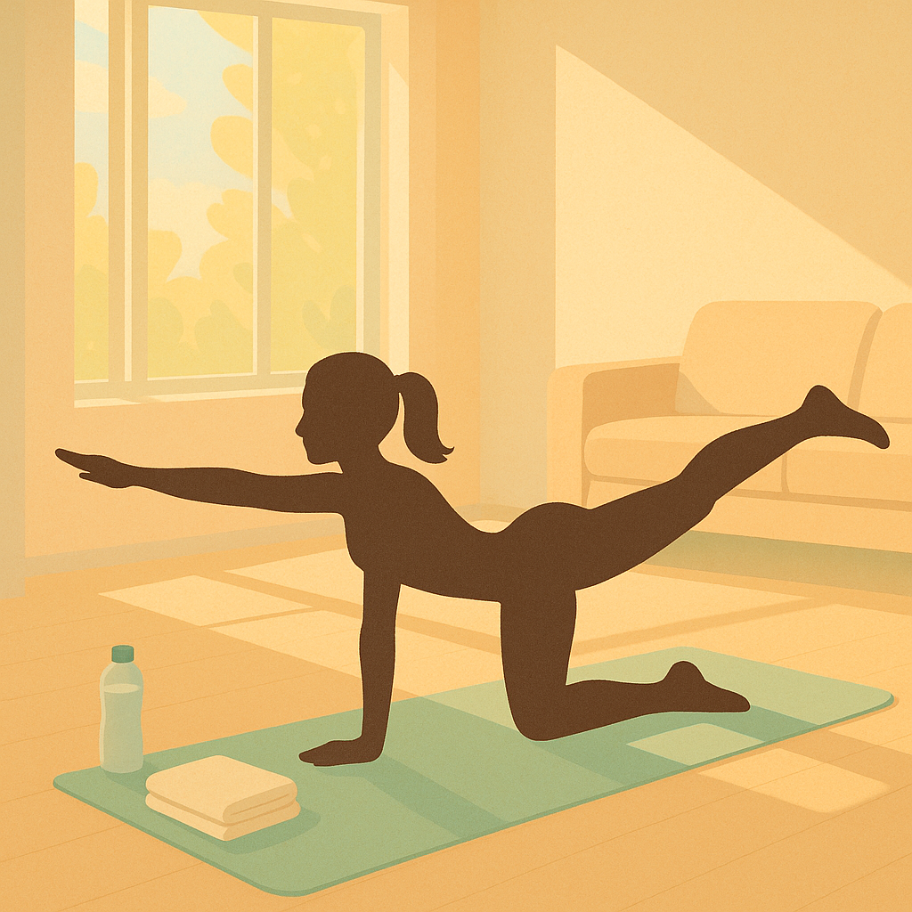 깔끔하고 밝은 분위기의 홈트레이닝 이미지
