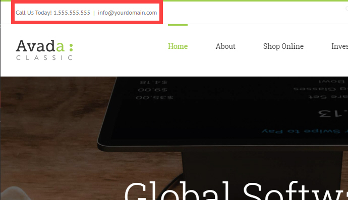 워드프레스 아바다 테마 헤더에 전화번호 정보를 표시하는 방법