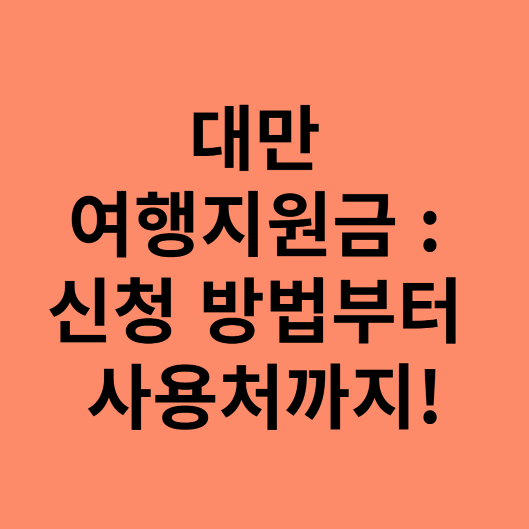 대만 여행지원금 : 신청 방법부터 사용처까지!