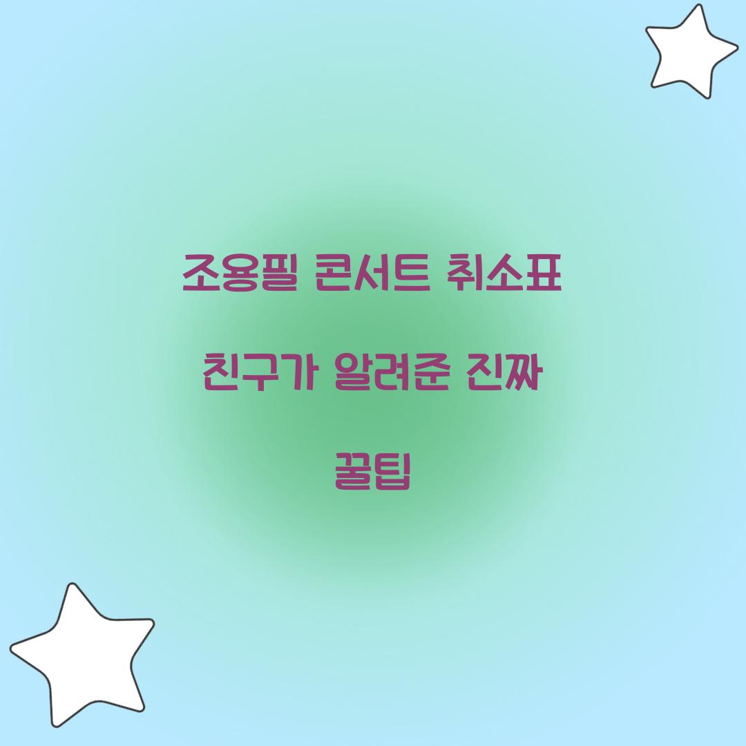 조용필 콘서트 취소표 친구가 알려준 진짜 꿀팁