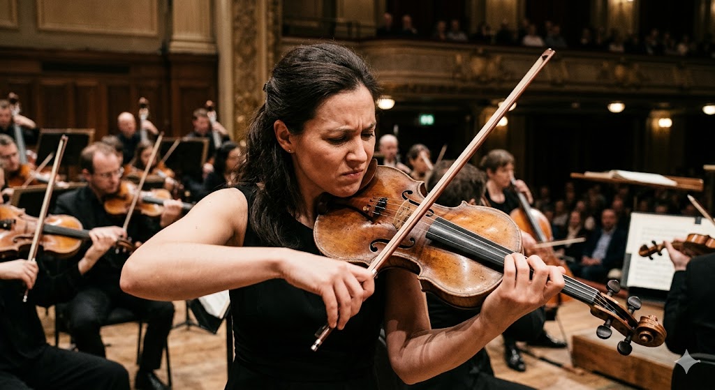 활의 나무 부분으로 현을 때리는 '콜 레뇨(Col legno)' 기법