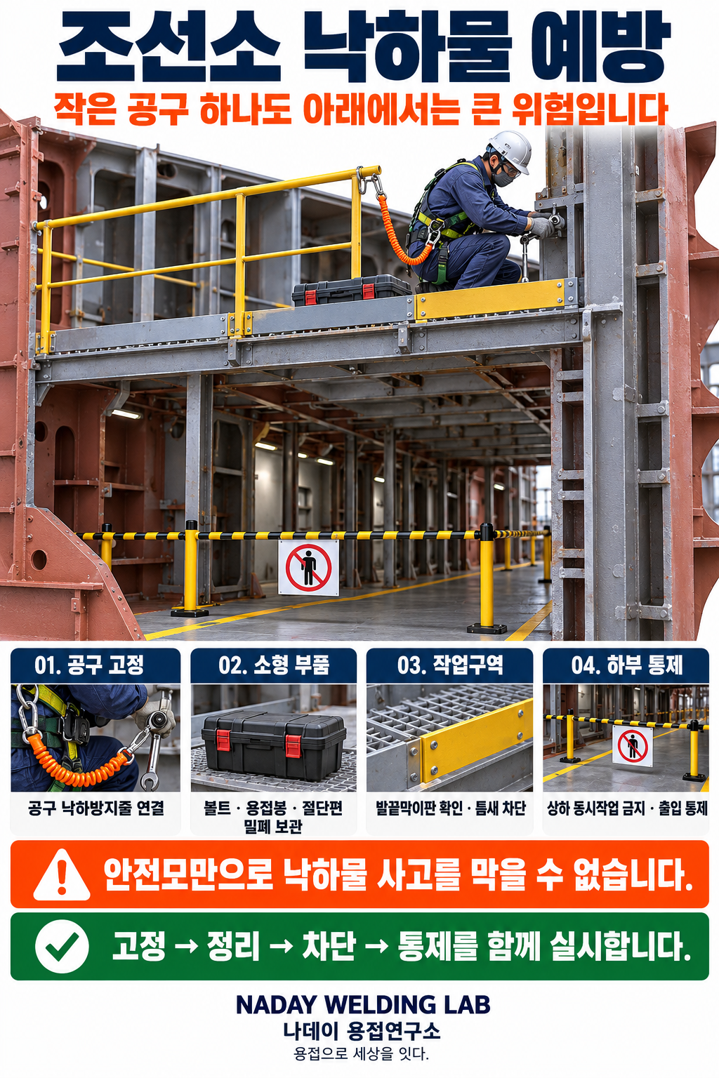 조선소 낙하물 사고 예방과 하부 출입통제