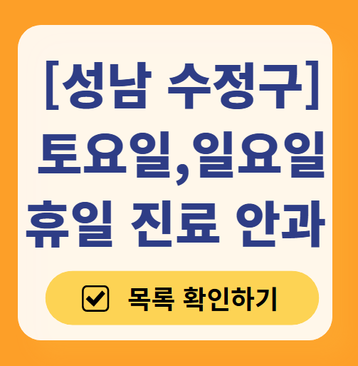 성남 수정구 일요일 문 여는 안과 목록 ❘ 토요일, 주말, 공휴일 진료 영업 병원 찾기