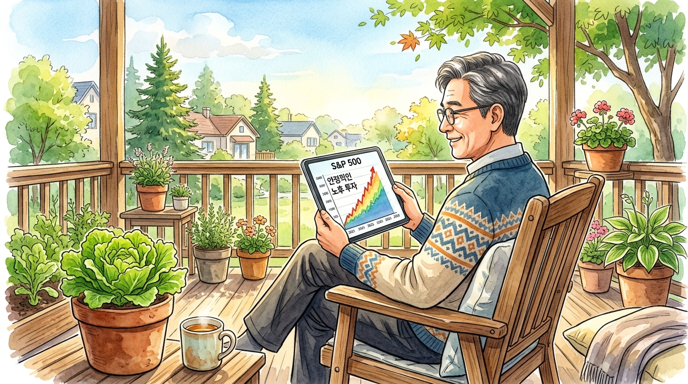 ISA계좌를 활용하여 미국 S&amp;P ETF에 투자하여 안정적인 노후 투자를 하고 있어 기뻐하고 있는 모습.