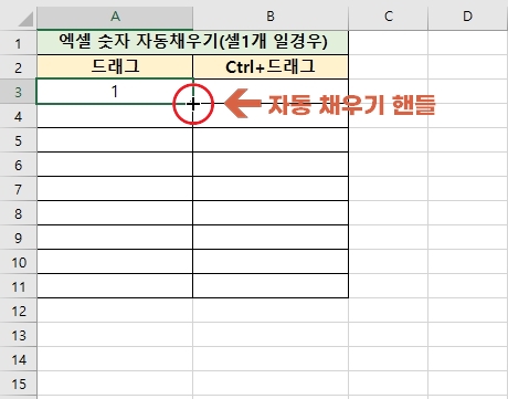 엑셀 자동채우기 핸들