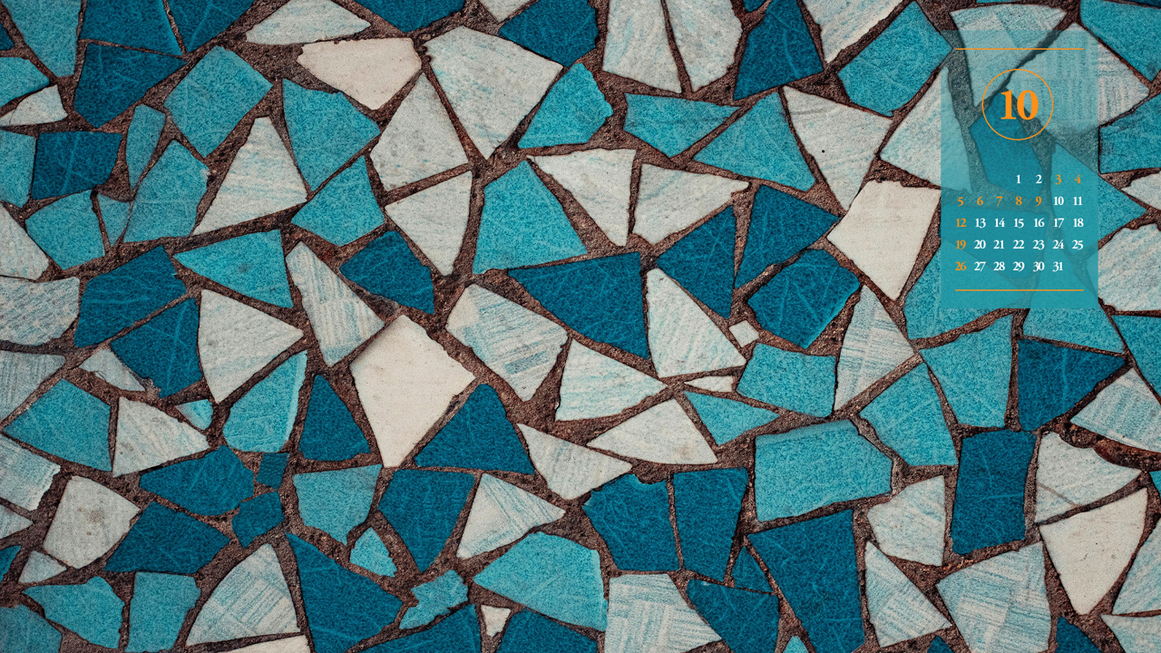 03 청록색 타일벽 A - 2025년10월 노트북배경화면