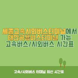 세종고속시외버스터미널에서 태안공용버스터미널 가는 고속버스_시외버스 시간표