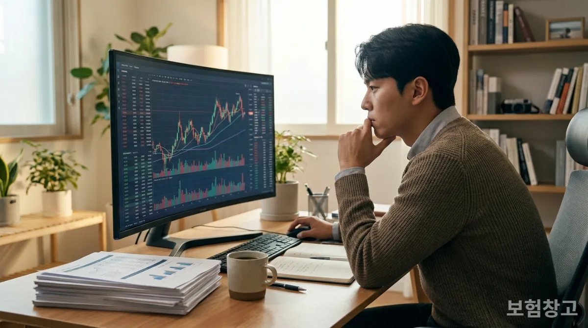 개인의 재정 상황에 맞는 보험을 선택하는 과정을 보여주는 이미지