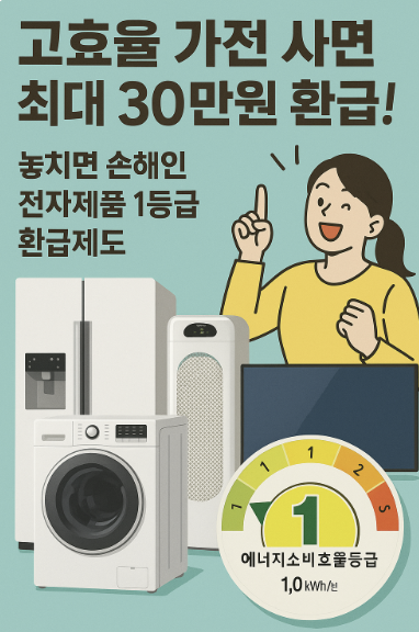 고효율 가전 사면 최대 30만원 환급! 놓치면 손해, 전자제품 1등급 환급제도 관련 사진