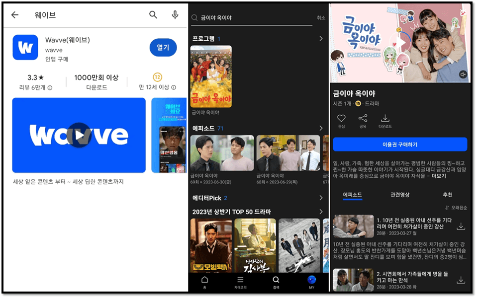 웨이브 금이야 옥이야 이전 회차 보러가기