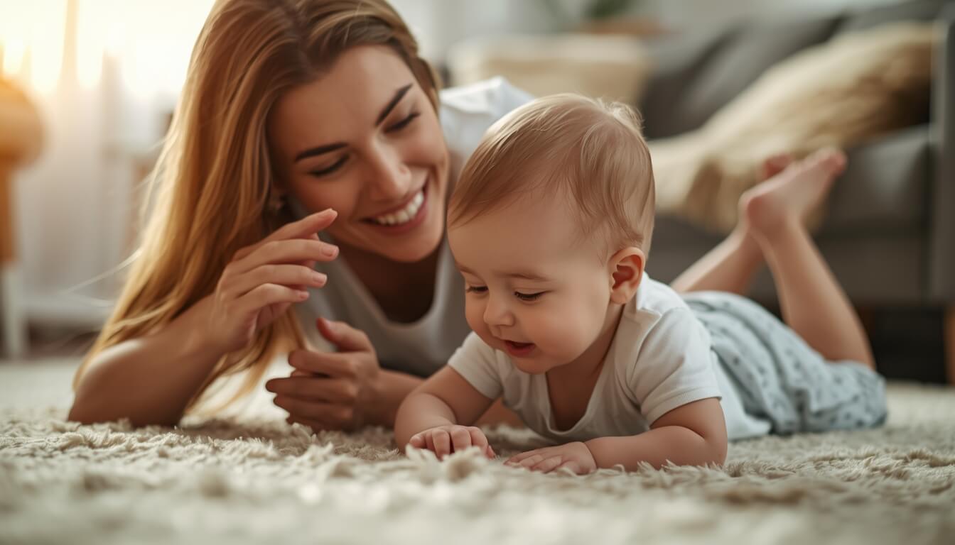 아이와 함께 따뜻한 일상을 보내는 엄마