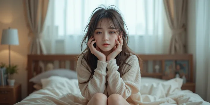 아침에 일어난 여성