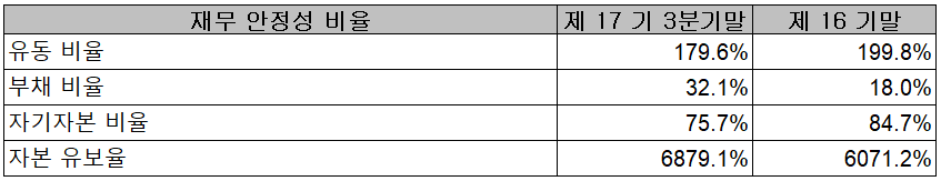 원익머트리얼즈 - 재무 안정성 비율