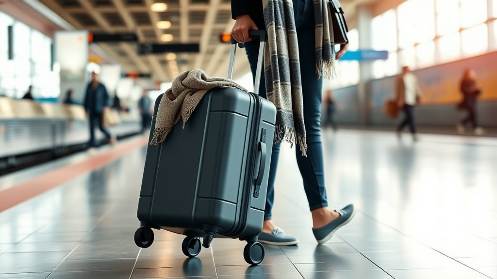 가벼운 기내용 캐리어와 다용도 스카프