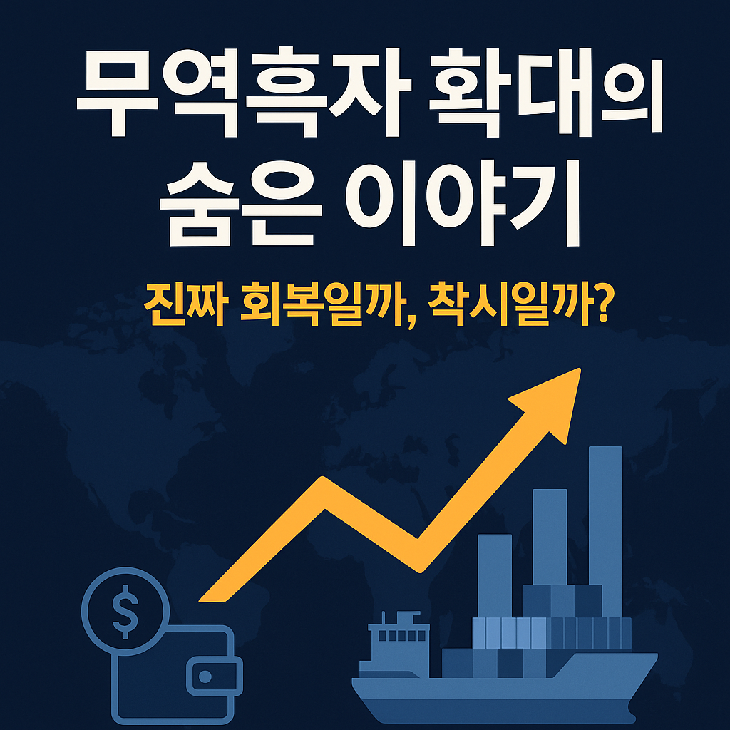 무역흑자 확대 그래프를 나타내는 인포그래픽 이미지