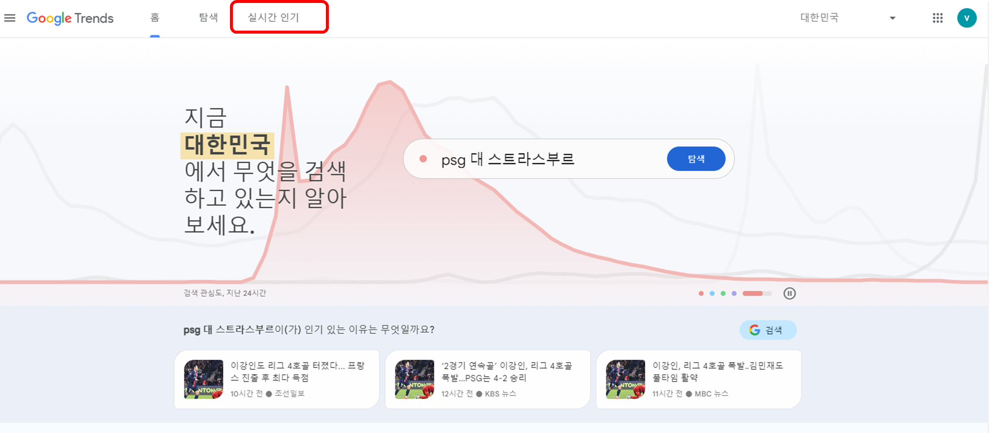 구글 트렌드 사이트 내용