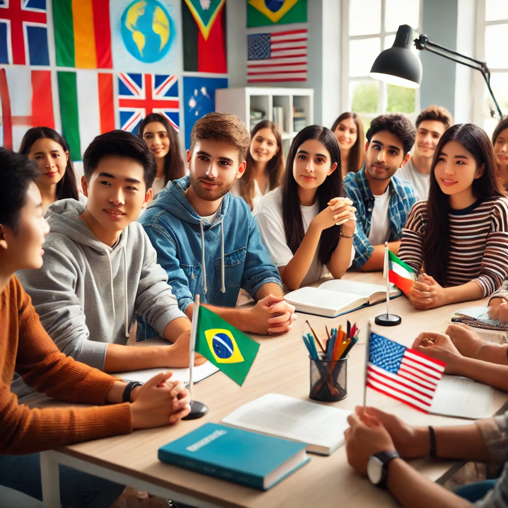 대학생들이 국제 교류하는 이미지