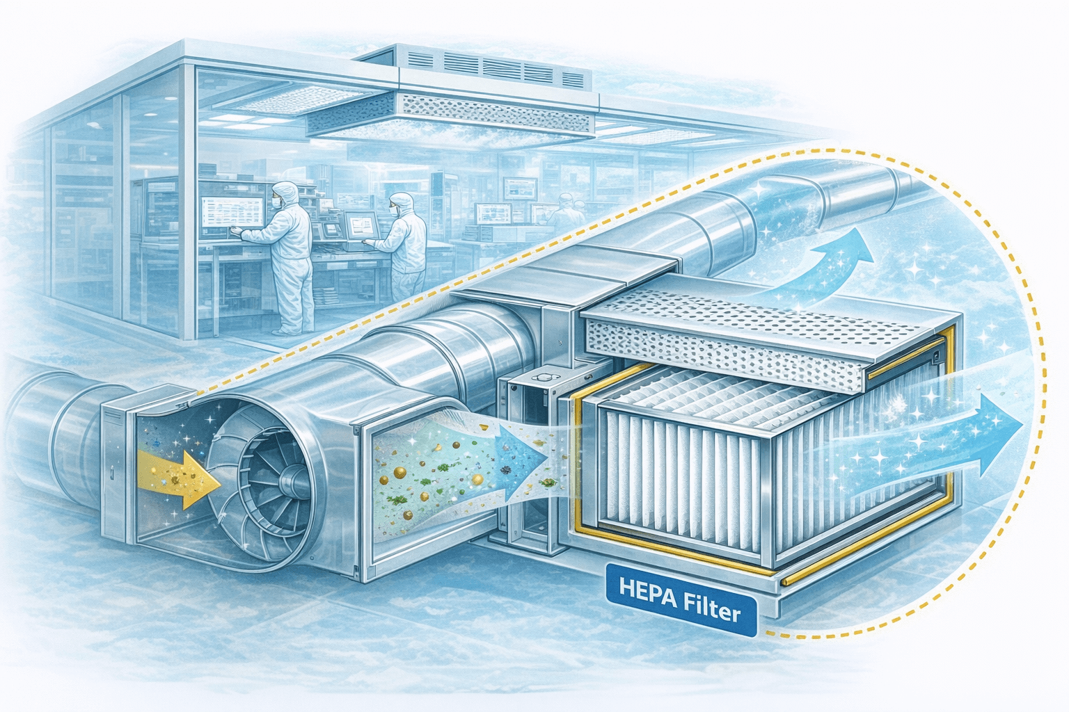클린룸에서 필터 성능 검증은 공기 중 입자 및 미생물 오염을 제어하기 위한 가장 핵심적인 관리 요소