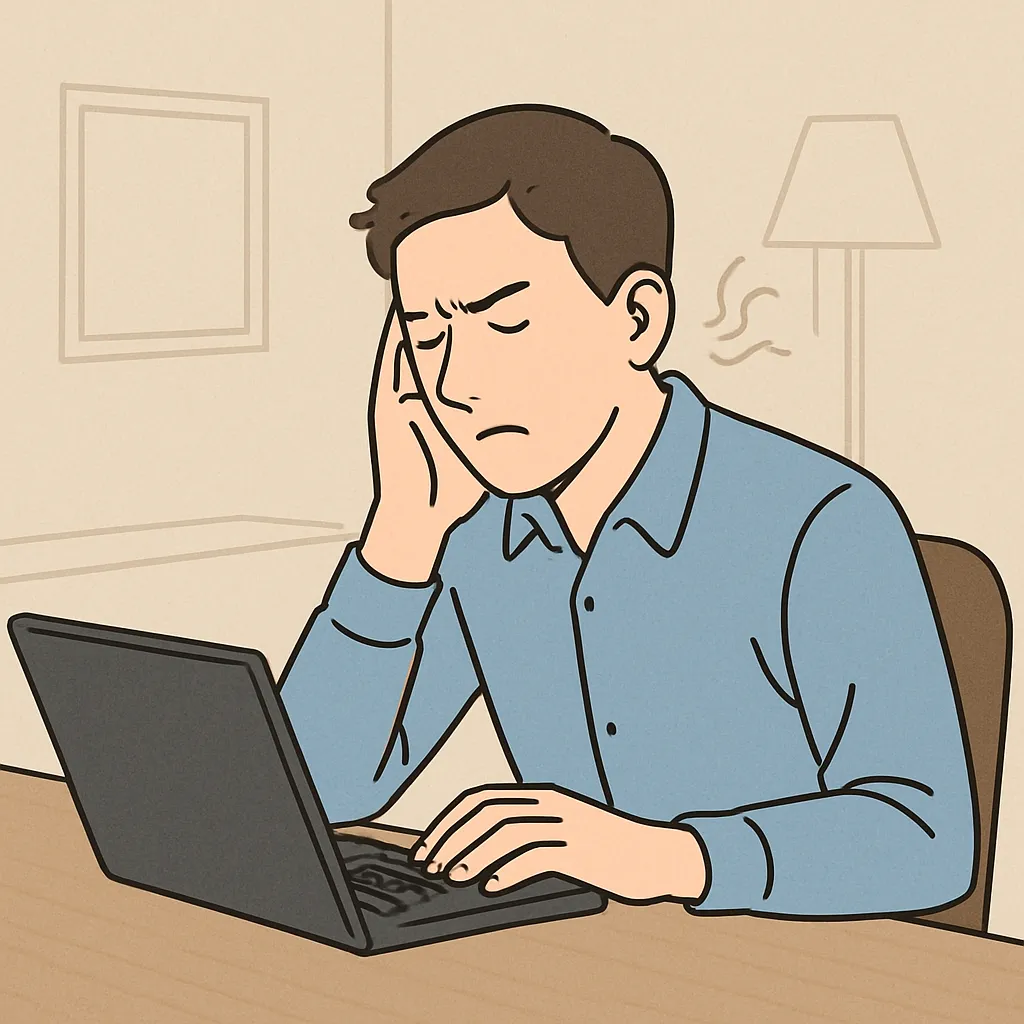 조용한-사무실에서-귀를-막고-일하는-사람의-일러스트