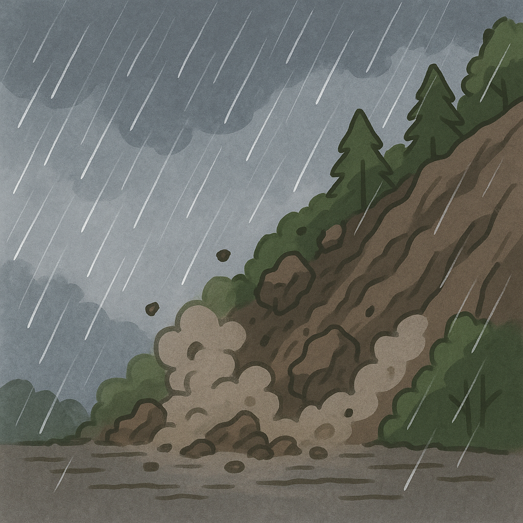 TV 뉴스에 호우경보 방송되는 장면