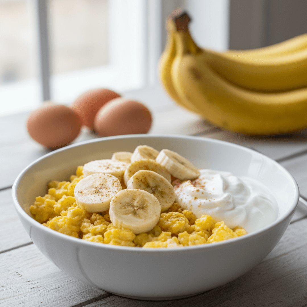 음식궁합(자연 단맛 + 부드러운 단백질)ㅣ바나나와 달걀의 음식 궁합 — 고요한 포만감 속에 스며드는 부드러운 에너지의 식사