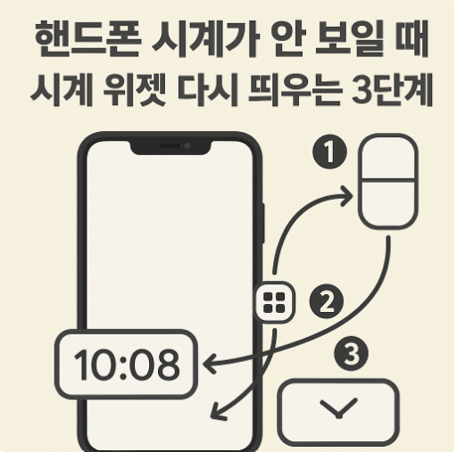 핸드폰 시계가 안 보일 때 &ndash; 시계 위젯 다시 띄우는 3단계