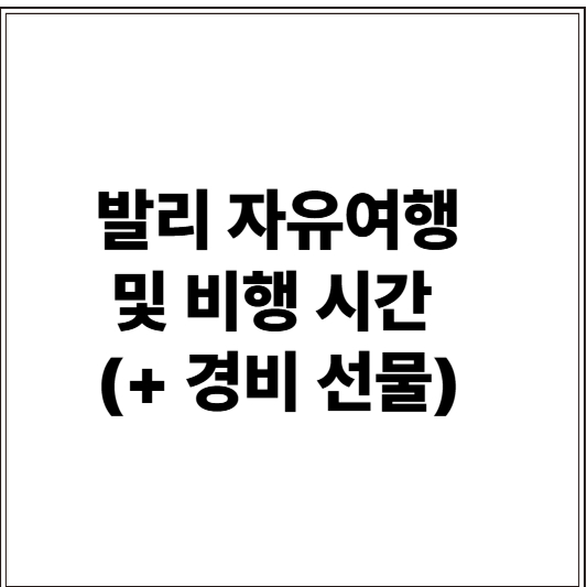 발리 자유여행 및 비행 시간 (+ 경비 선물)