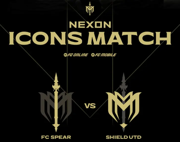 팀 FC 스피어 VS 쉴드 유나이티드 정식 로고로 넥슨 아이콘매치를 알리는 경기 포스터