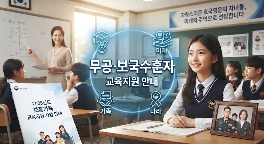중학교에 입학한 국가유공자의 자녀가 교육지원을 받는 모습