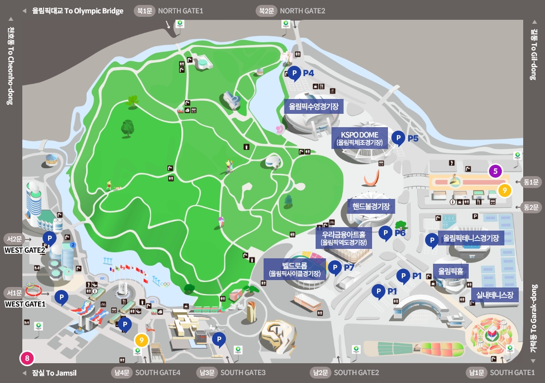 올림픽공원 주차 지도