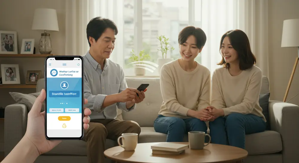 가족간 계좌이체 하는 모습