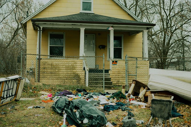 지저분하고 더러운 주택 집사진