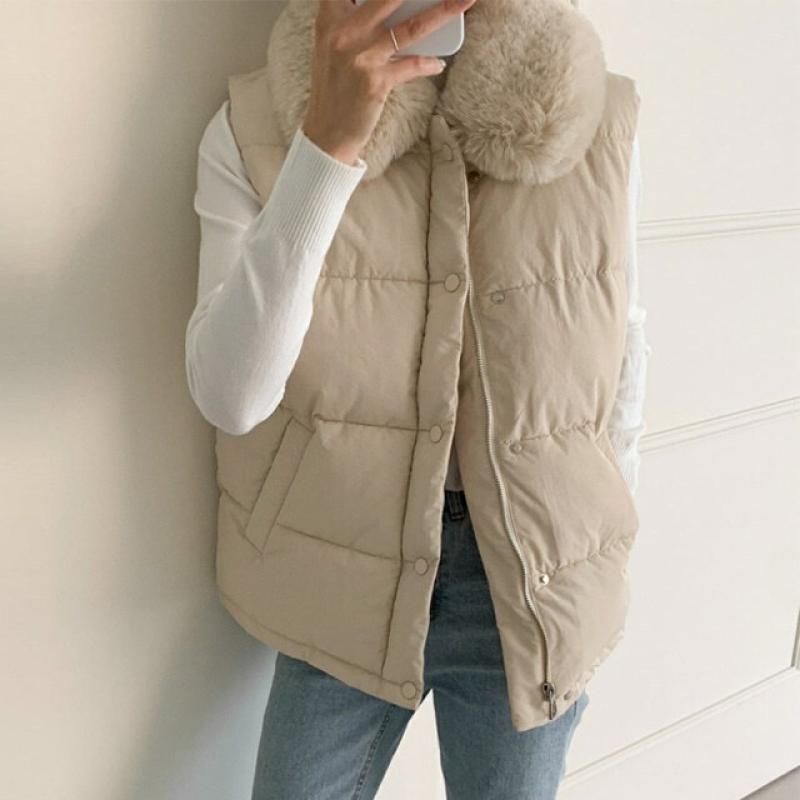 삐까삐까 풍성한 밍크카라 패딩조끼