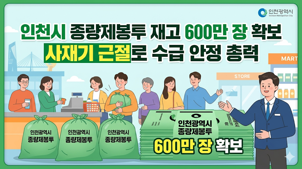 인천시 종량제봉투 재고 600만 장 확보, 사재기 근절로 수급 안정 총력