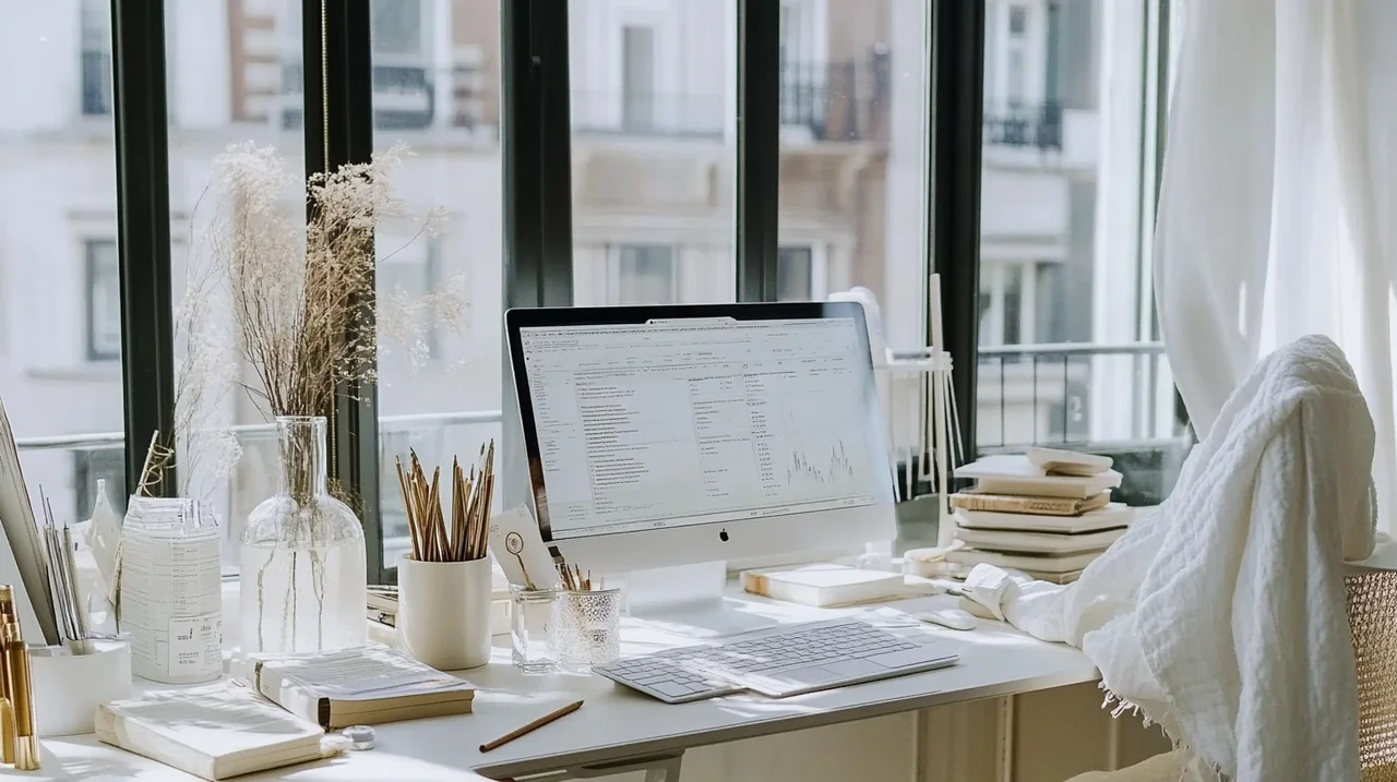 2025년 연금 투자자가 ETF 수익률 그래프와 배당 전략을 바탕으로 노후 대비 재테크를 분석하는 디지털 사무실, 연금 포트폴리오 계획, 장기 투자 전략, 노후 준비 예시 상황