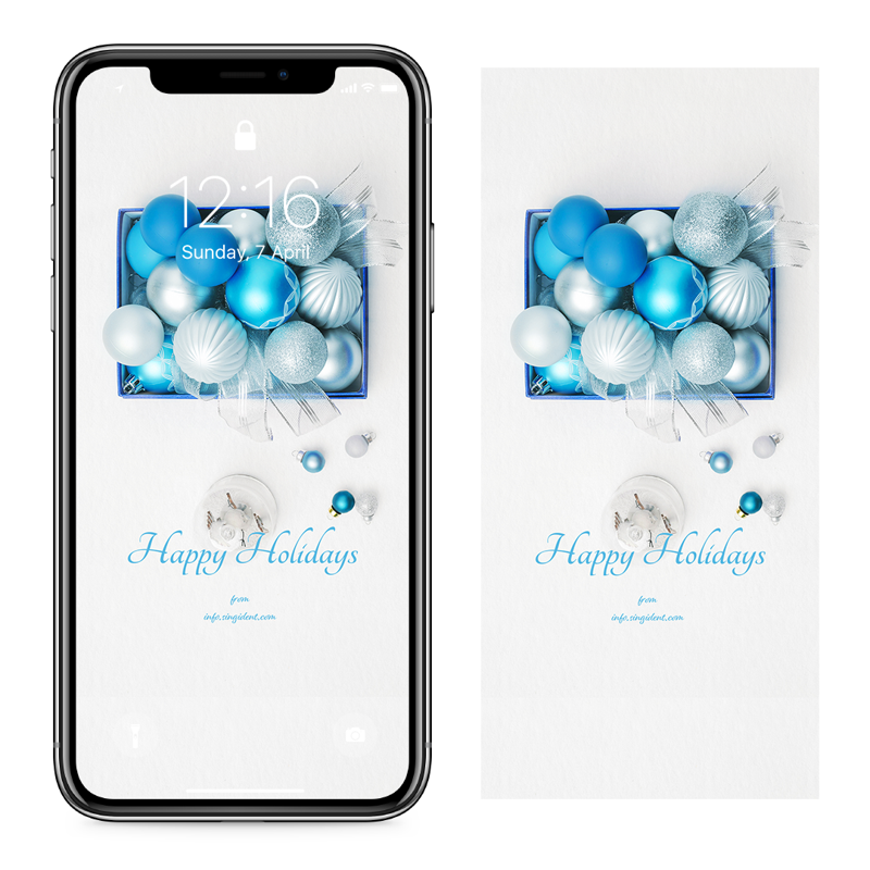 05 파란색 장식볼 C - Happy Holidays 크리스마스배경화면