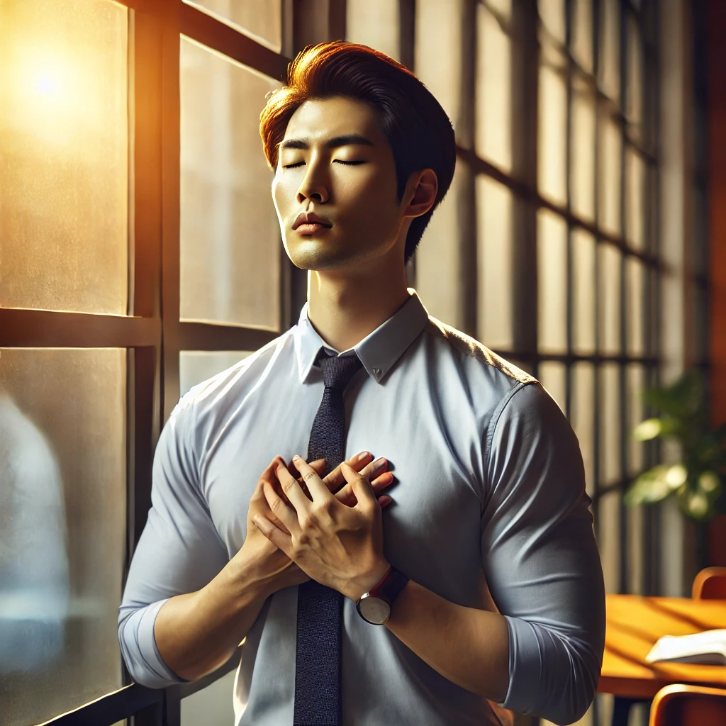명상을 통해 감정을 조절하는 직장인