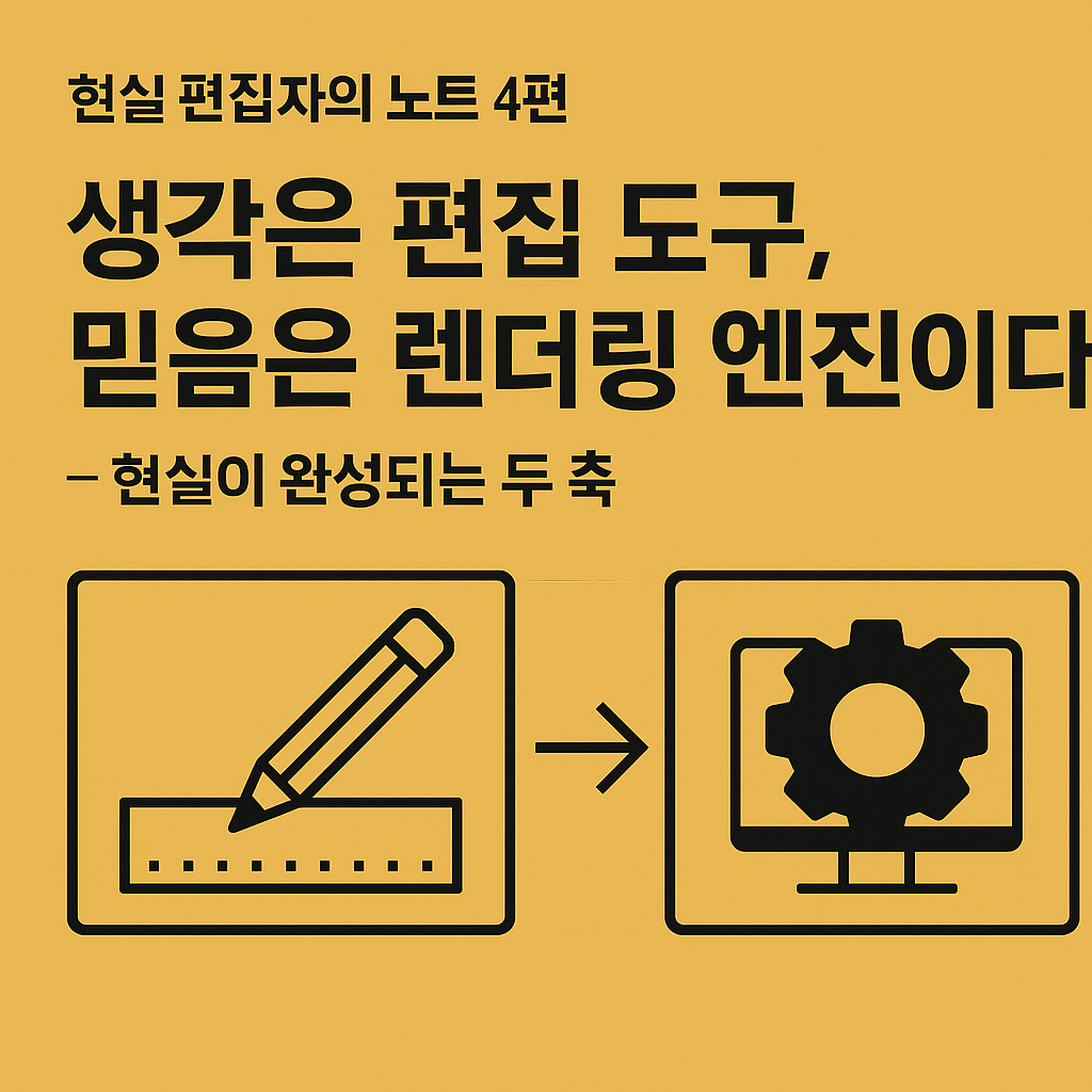 현실 편집자의 노트 4편 생각은 편집 도구, 믿음은 렌더링 엔진이다 – 현실이 완성되는 두 축 블로그 썸네일 이미지