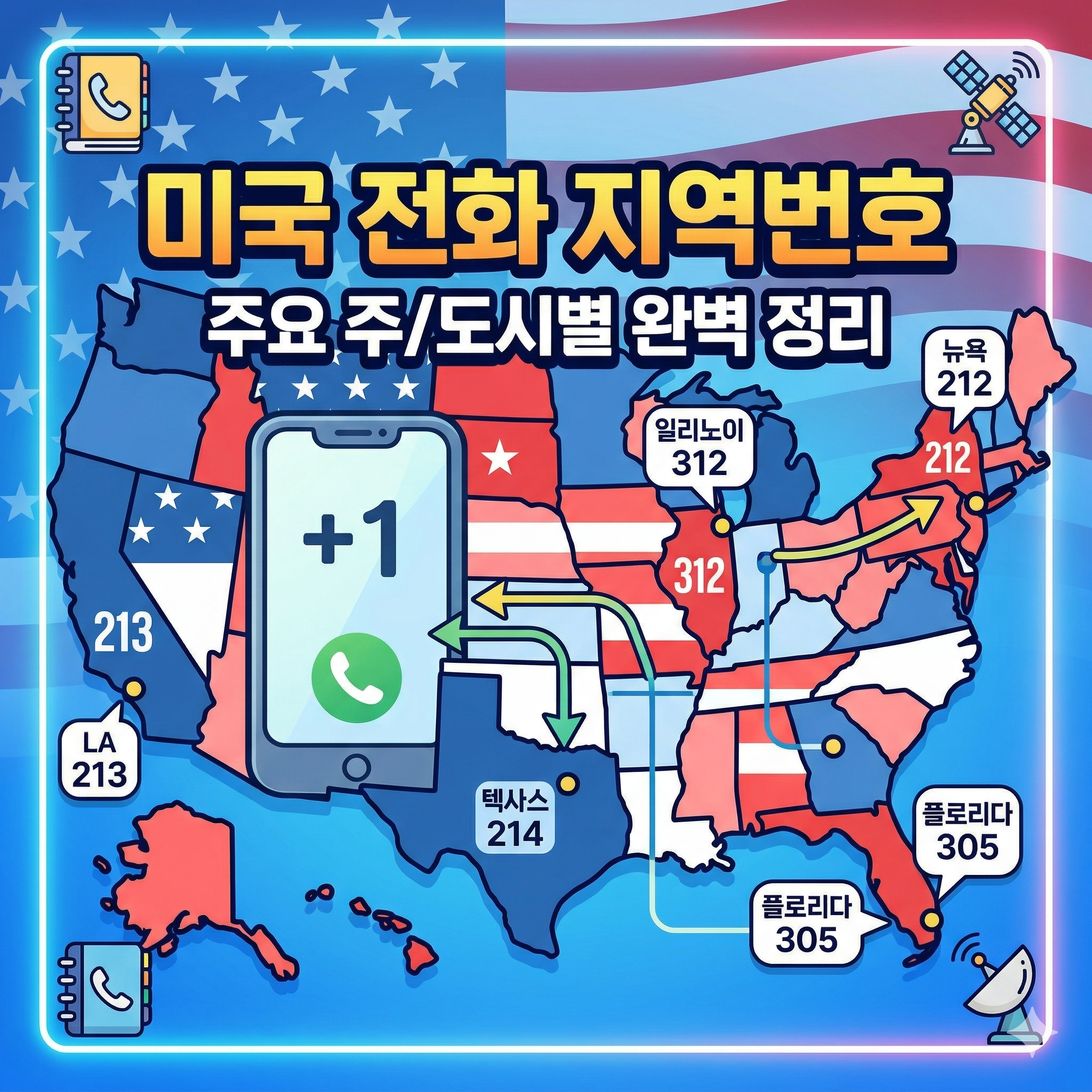 미국 전화 지역번호 주별 정리 및 국제전화 거는 법 안내