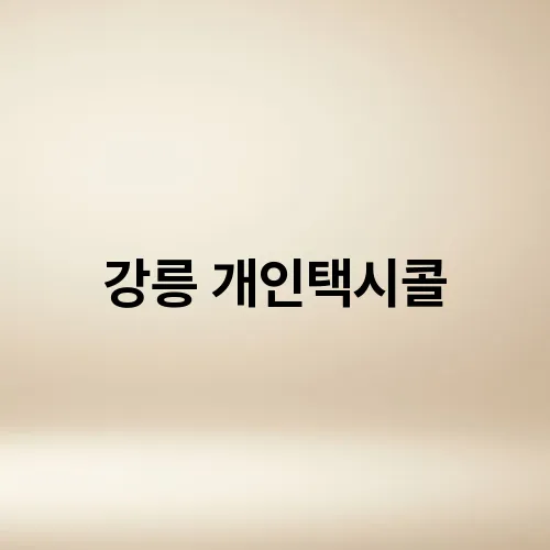 강릉 개인택시콜