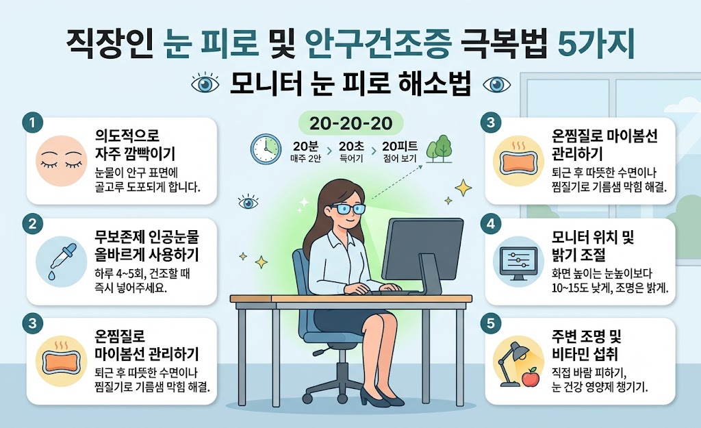 모니터 눈피로해소법 및 안구건조증 예방수칙