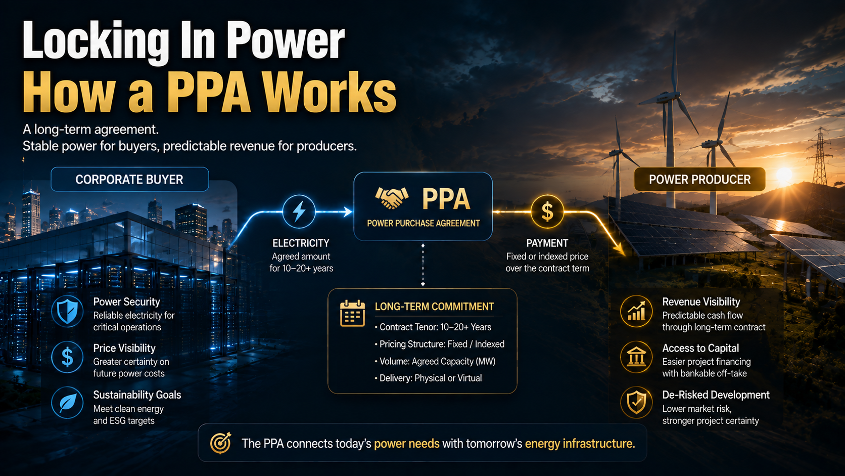 How a Power Purchase Agreement works between corporate electricity buyers and renewable energy producers