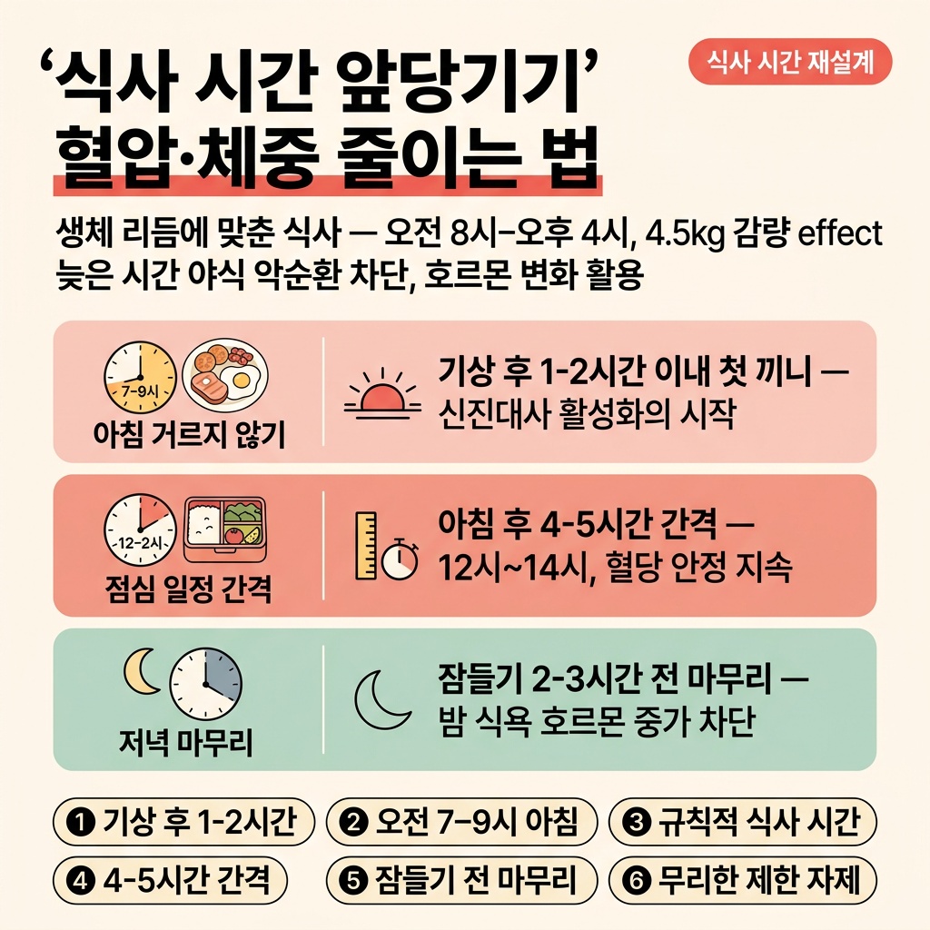 식사 시간 앞당겨 혈압 낮추고 체중 줄이는 법