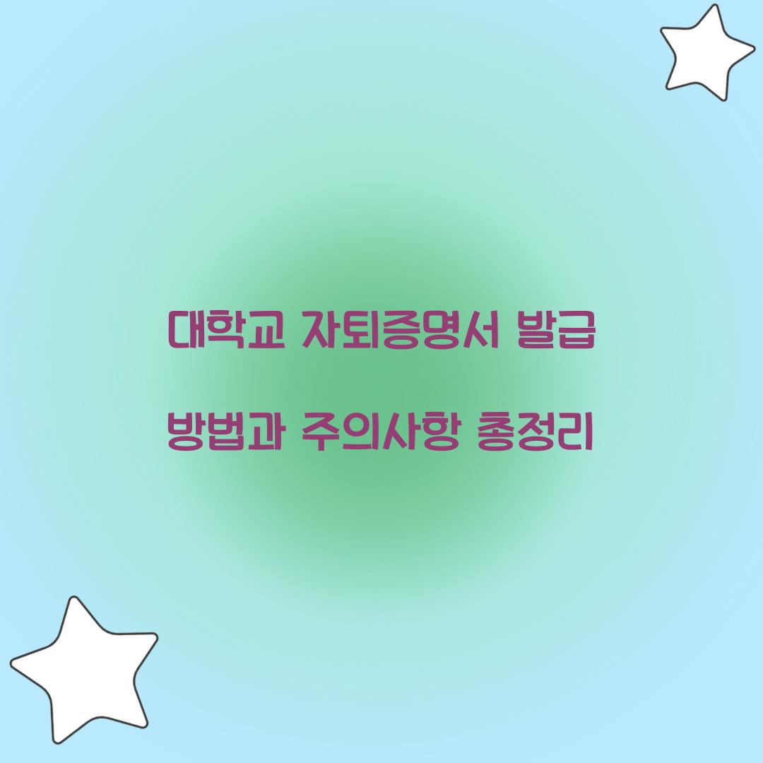 대학교 자퇴증명서 발급