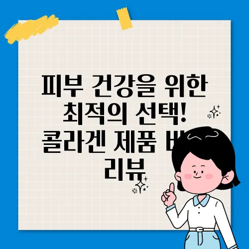 피부 건강을 위한 최적의 선택! 콜라겐 제품 비교 리뷰