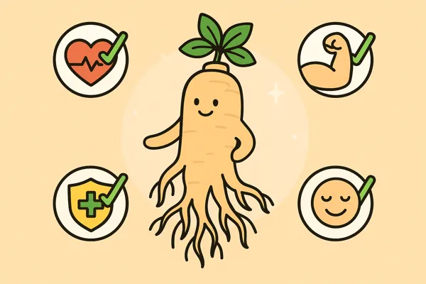 산삼 효능 강조 만화 일러스트