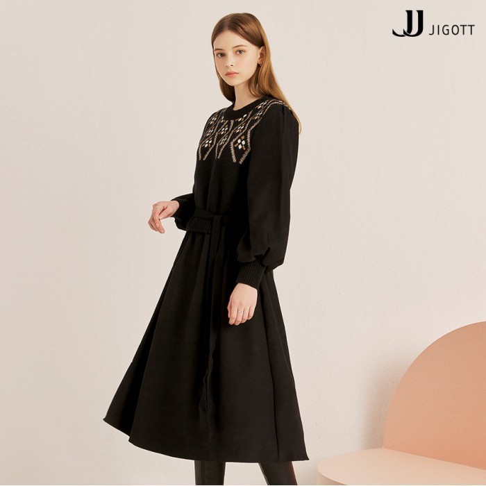 JJ지고트 JJ JIGOTT JJ지고트 니트탑 벌룬핏 기모 원피스 GLCP1OPW9