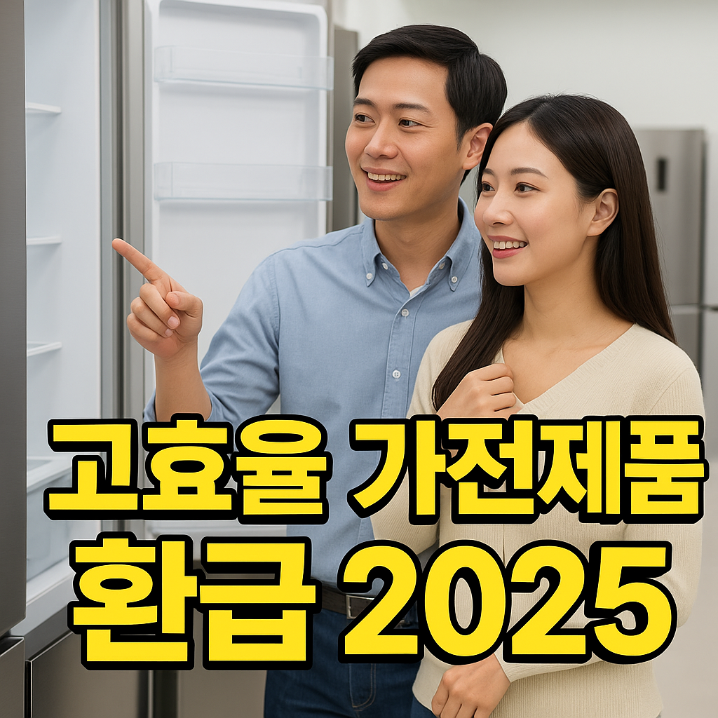 가전제품 매장에서 냉장고를 고르고 있는 신혼부부