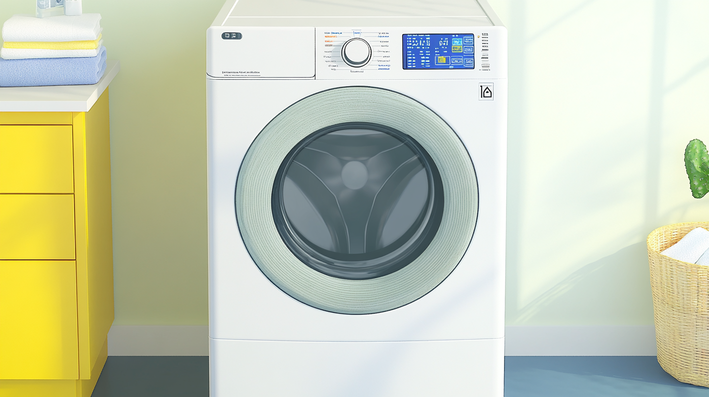 대용량으로 쉽게 사용할 수 있는 디지털 인터페이스 세탁기, 편리함과 사용자 친화성을 강조한 현대적 세탁실 이미지