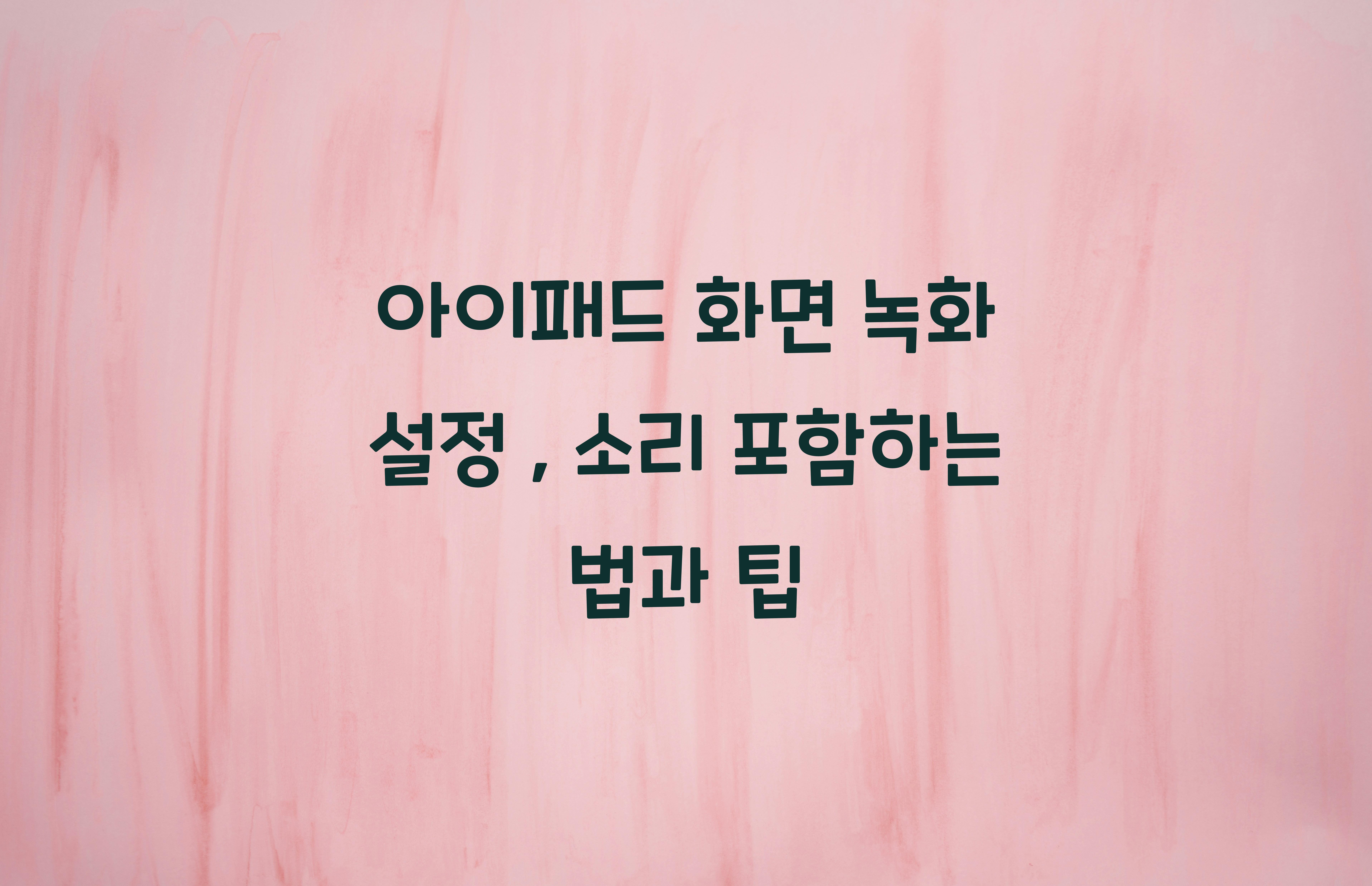 아이패드 화면 녹화 설정